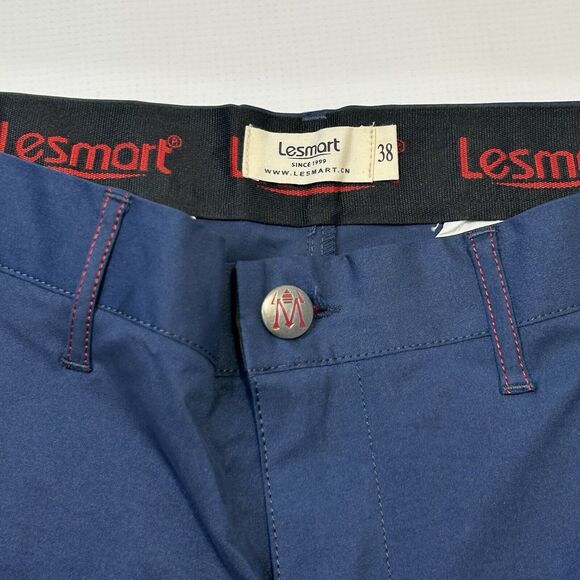 Lesmart Men’s Golf Chino Pants Size 38x32 Blue Red Stretch Relaxed Straight - Picture 5 of 13
